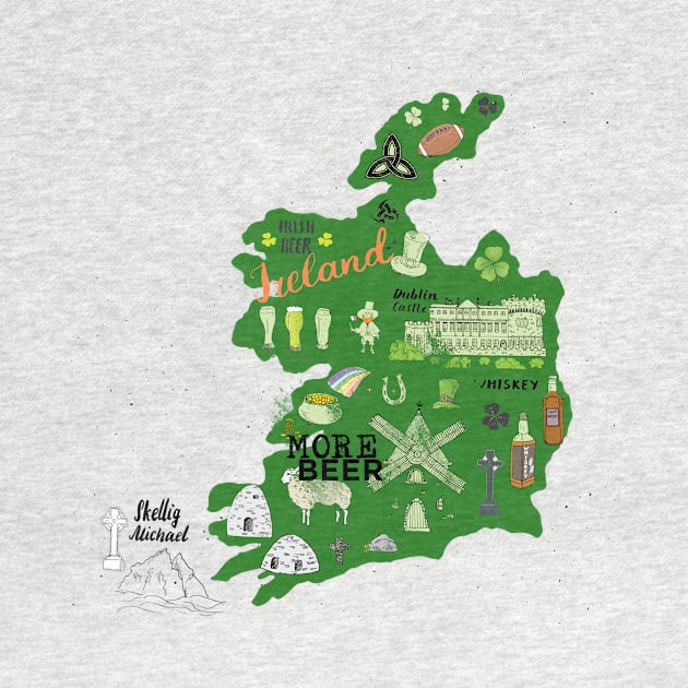 St Patrick Day Irish Map More Beer T-shirt by victichy